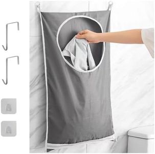 KuyatE Door hanging laundry basket bag Foldable door laundry bag with hook large non-tearing door basket clothing storage, saving space bathroom large laundry storage bag