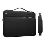 MOSISO 360 Protective Laptop Shoulder Bag Compatible with MacBook Air/Pro,13-13.3 inch Notebook,Compatible with MacBook Pro 14 inch 2022 2021,Side Open Sleeve with 3 Front Pockets&PU Handle&Belt,Black