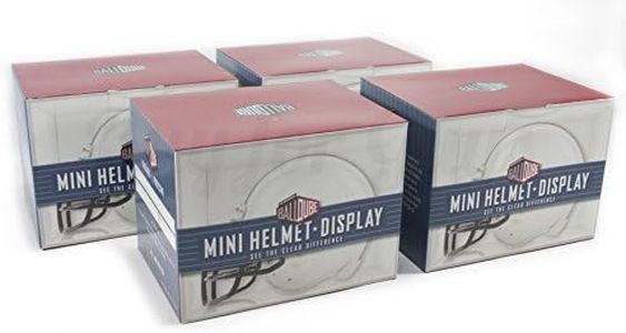 BallQube Mini Football Helmet Display Case- 4 Pack of 7 Inch Crystal Clear Display Holders that Fits all Models of Miniature Foot Ball Helmets, Goalie Masks, and other Small Sports Gear