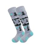 HIGHCAMP Kids Merino Wool Ski Snowboard Socks Boy Girl Toddler Snow Socks 2 Pairs/Norway Aqua, M