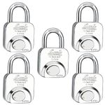 Link® Hi-Tech 57mm Padocks 5Pcs-Set| Stainless Steel Body | Hardened Shackle | 3 Silver Keys with Hi-Tech Nickle & Keychain |Made in India|3Keys for Each Padlock