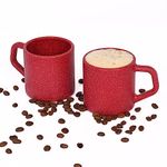 Eha Earth-Friendly Comfy Coffee Cup Set of 2 | 200 ml | Made with Rice Husk & Bamboo Fibers | Microwave Safe | for Hot & Cold Coffee Mug, Tea & Milk | Natural Matte Finish | Coral