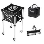 OLE ANDIGO Tennis Balls Hopper Tennis Ball Basket with Side Pockets Lightweight Tennis Ball Cart Holds 160 Balls, Portable Sports Teaching Cart with Wheels for Tennis Player