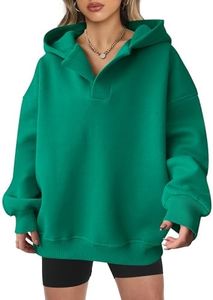 ANRABESS Womens Hoodies Oversized V Neck Sweatshirts Long Sleeve Pullover Casual Fall Teen Girls Preppy Clothes 2025 Trendy A1562 Green XS