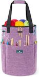 PAVILIA Knitting Bag Yarn Storage Tote - Crochet Organizer Bag, Yarn Storage Holder for Knitting Accessories, Yarn Skiens, Needles, Hooks, Unfinished Project, with Grommets (Heather Purple)