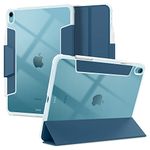 Spigen Ultra Hybrid Pro Full Cover Folio Case Compatible with iPad Air 11inch M2 (2024) / iPad Air 10.9inch 5th Gen(2022) / 4th Gen(2020) [Pencil Holder] [Trifold Stand] - Teal Blue