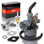1PZ UK5-CA2 19mm PZ19 Carburetor Carb Replacement for 50cc 70cc 90cc 100cc 110cc 4 stroke Dirt Pit Quad Bike ATV Go Kart Motorbike with Carburetor Gasket Intake Manifold Pipe and 6mm/8mm Fuel Filter
