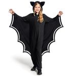 Spooktacular Creations Kid Bat Costume Glow in the Dark Bat Wings Costume Black Bat Jumpsuit for Boy Girls Halloween Dress-M