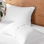 King Linens 100% French Linen Pillow Shams Pack of 2 Basic Style - (20'' x 26'') - Stone Washed Solid Color Natural Flax Soft Breathable (Queen, White)