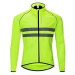 WOSAWE Cycling Jacket MTB Windproof Waterproof Lightweight Coat with Reflective Strip for Motorbike Racing Riding (BL215 Green M)