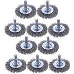 AOKLIT 10 Pack Wire Cup Brush Set , 1/4 inch Hexagonal Shank can be Used for Electric Drills, 0.010 Inch Coarse Carbon Steel Drill Wire Brush, Wire Brush Drill Attachments Rust Removal