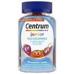 Centrum Junior Multigummies, Multivitamins, Gummies Kids Multivitamin, Gluten-Free, Orange, Cherry & Berry Flavours, Mineral Supplement, 70 Count (Packaging May Vary)