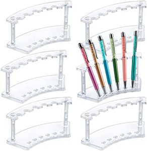 MOLIGOU 6 Pcs Pen Display Stand, 6 Slots Plastic Pen Holder, Clear Pen Display Rack for Craft Shows