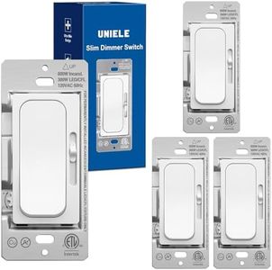 (4 Pack) UNIELE Digital Slim Slide Dimmer Light Switch Single-Pole/3 Way for 200W Dimmable LED/CFL Lights and 600W Incandescent/Halogen, 15A/120V/60Hz, ETL Listed, White
