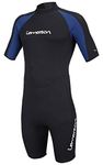 Lemorecn Wetsuits Adult's Premium Neoprene Diving Suit 3mm Shorty Jumpsuit(CA3035BLUE-S)