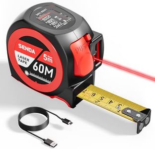 SENDA 3-in-1 Laser Tape Measure - 197Ft Rechargeable Laser Measuring Tape with Led Display & 16Ft Measuring Tool with Magnetic Hook & Auto Lock -20 Data Sets,Pythagorean/Area/Volume,Ft/Ft+in/in/M Unit