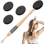 ZOCONE Lotion Applicator for Back 17'' Long Handled Back Cream Applicator with 2 Replacement Pads, Back Applicator for Cream Moisturiser, Long Wooden Handle Back Lotion Applicator for Skincare(Black)