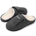 Heated Slippers, Slip on House Shoes Rechargeable Battery Thermal Foot Warm Electric Heating Slippers for Cold Winter Men Women (Large, Grey)