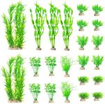 Ctpeng 23 Pcs Aquarium Plants, Plastic Plant Green,Fish Tank Decorations for Waterscape,Fish Tank Accessories,Artificial Small&Large Plant Seaweed Set for Aquarium Deco