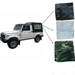 Soft top Heavy Duty Waterproof Hood Cover Canvas Olive Green, Grey, Black Colour fit for Maruti Gypsy (Black)