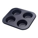4-Hole Muffin Pan, Bakeware Non-stick Cupcake Baking Pan Mini Pie Pans Whoopie Pie Pan, Heavy Duty Carbon Steel Muffin Tray Standard Baking Mold Pan for Oven Baking