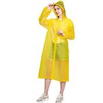 Ahsado Rain Poncho Sports Raincoats, [2 Pack] EVA Reusable Rain Coat Jacket with Hood, Rain Cover Poncho for men and women Size 145 cm by 68cm (yellow)