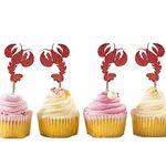 24Pcs Lobster Cupcake Toppers, Crawfish Cupcake Toppers, She Found Her Lobster, Glitter Cupcakes for Friends themed bachelorette party, Bridal Shower, Kids Sea Animal Lobster Party Decoration Supplies