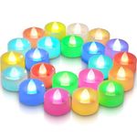 Homemory 24 Pack Colour Changing LED Tea Lights, Flameless Tealight Candles with Rainbow Colors, Battery Operated Colored Fake Candles for Wedding, Party and Christmas