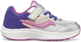 Saucony Kids Cohesion KDZ A/C Sneakers for Kids – Leather and Mesh Upper – PET Textile – EVA Footbed Purple/Silver/Pink 1 Little Kid M