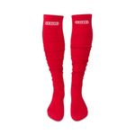 Battle Sports Long Scrunch Football Socks, Extra Long Padded Sport Socks for Men & Boys, Red, Large-X-Large