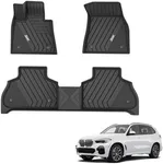 3W Floor Mats Compatible for BMW X5 2019-2024 2025, TPE All Weather Custom Fit Floor Liner for BMW X5 40i 50i 45e M50iM 1st&2nd Rows Full Set Car Mats Black (Only for 5 Passenger Seat)