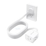 TROND 10ft Long Extension Cord Indoor, Left Angle Ultra-Thin Flat Plug, 3 Sided Multi Plug Outlets, 13 Amps, 1625W, Small Flexible SPT 16/3 Power Bar Cable Splitter, Home Office Dorm Room Essentials