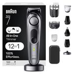 Braun Battery Powered All-In-One Style Kit Series 7 7440, 12-In-1 Trimmer For Men With Beard Trimmer, Body Trimmer For Manscaping, Hair Clippers & More, Sharpest Blade, 40 Length Settings, Waterproof
