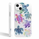 AOSSXIN Sea Turtles Case for iPhone 14,Cute Ocean Creatures Case for Men Women,Smooth Tough PC Full Cover Case for iPhone 14