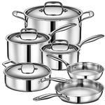 LEGEND COOKWARE 3-Ply Stainless Steel 12-Piece Set | MultiPly SuperStainless Professional Home Chef Grade Clad Pots & Pans Sets | All Surface Induction & Oven Safe | Premium Gifts for Men & Women