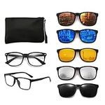 Sunglasses for Men Women With 5 Interchangeable Lenses Polarized Sunglasses TR90 Frame UV400 Protection With Storage Bag