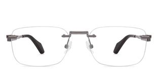 John Jacobs | Blue Cut & Antiglare Zero Power Computer Eyeglasses | Urban Elegance | Silver Rimless Rectangular Shape | For Men & Women | Wide | JJ E17071