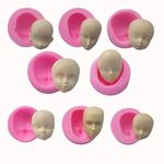 XLZSP 8pcs Baby Face Silicone Mould Human Head Mould Doll Making Moulds DIY Polymer Clay Mold Chocolate Mold 3D Resin Cake Baking Tool Anime Character Making