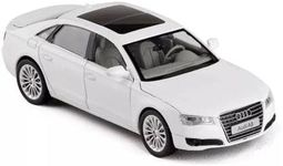 VARIYA ENTERPRISE® 1/24 Big AUDI A8 Toy Car Metal Pull Back Diecast Car with Openable Door and Sound Light, Gifts Toys for Kids【 White 】