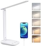 Desk lamp, Eye-Caring LED Desk Lamp with USB Charging Port, 5 Light Modes, 700 Lumen Stepless Dimmable Desk Light with Timer, Memory Function, Daylight Desk Lamp for Home Office Study Reading 5V, 2A