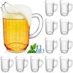 Didaey 12 Pieces Plastic Pitcher Bulk 48 Ounces Clear Restaurant Pitcher Plastic Beer Pitcher Beverage Dispenser for Water, Soda, Beer, Juice, Lemonade and Other Beverages