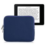 kwmobile Neoprene e-Reader Pouch Size 6,8-7" eReader - Universal eBook Sleeve Case with Zipper - Dark Blue