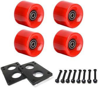 LOOEEL 60mm Cruiser Wheels 80A Contains ABEC-9 Bearings and Spacers,Skateboard Riser Pads,Skateboard Hardware Screws Bolts,fit for Your Cruiser Skateboards,Penny Board -Red