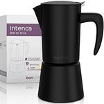 bonVIVO Intenca Stovetop Espresso Maker - Luxurious Italian Coffee Machine Maker, Stainless Steel Espresso Maker Full Bodied Coffee, Espresso Pot For 5-6 Cups, 10 oz Moka Pot Black Finish