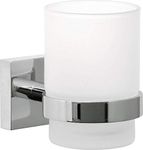 tesa Ekkro toothbrush holder, high gloss chromed metal, self-adhesive, adhesive mounting technology, 95mm x 67mm x 110mm