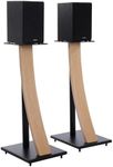 EXIMUS One Pair Fixed Height Universal Speaker Floor Stands with Real Wood - 290 Series (EX-290FO)