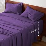 Bedsure Deep Pocket King Sheets Set - Fits Mattresses Up to 21" Thick, 4 Piece Air Mattress Sheets with Deep Pocket, Moisture Wicking Soft Cooling Bedding Sheets & Pillowcases, Purple