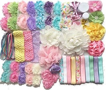 Bowtique Emilee Springtime Pastels DIY Baby Shower Headband Kit - Makes 30 Headbands, Includes 35 Flowers, 15 Yards of Elastic, Felt Circles, Embellishments, Bows and More