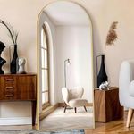 KOCUUY Oversized Arched Full Length Mirror, 76"x 34" Large Floor Mirror with Stand, Gold Arched Wall Mirror,Aluminum Alloy Frame Dressing Mirrors, Full Length Body Mirror for Bedroom Living Room