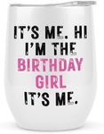 KLUBI Its Me Hi Im The Birthday Girl Its Me Cup 12oz Wine Tumbler - Happy Birthday Gifts for Women TS Fan Gifts Its My Birthday Cup Birthday Tumbler for Women Birthday Gifts for Music Lovers